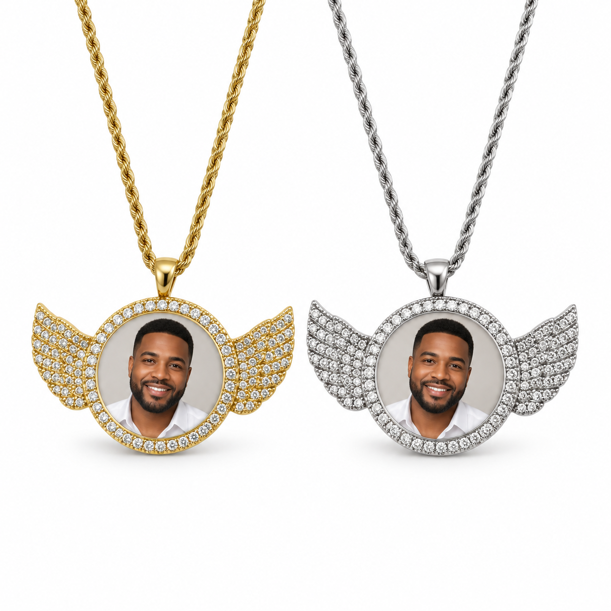 Angel Wings Photo Necklace | Gold or Silver Tone