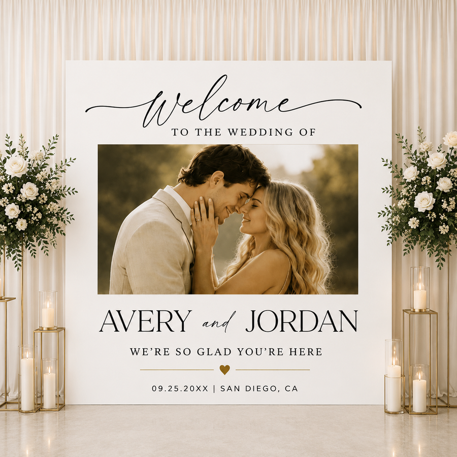 Classic Elegance Wedding Backdrop | Personalized Photo Wedding Backdrop | Timeless Reception & Ceremony Decor