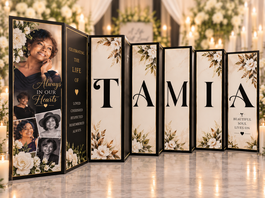 Custom Memorial Name Display | Personalized Celebration of Life Photo Letter Display