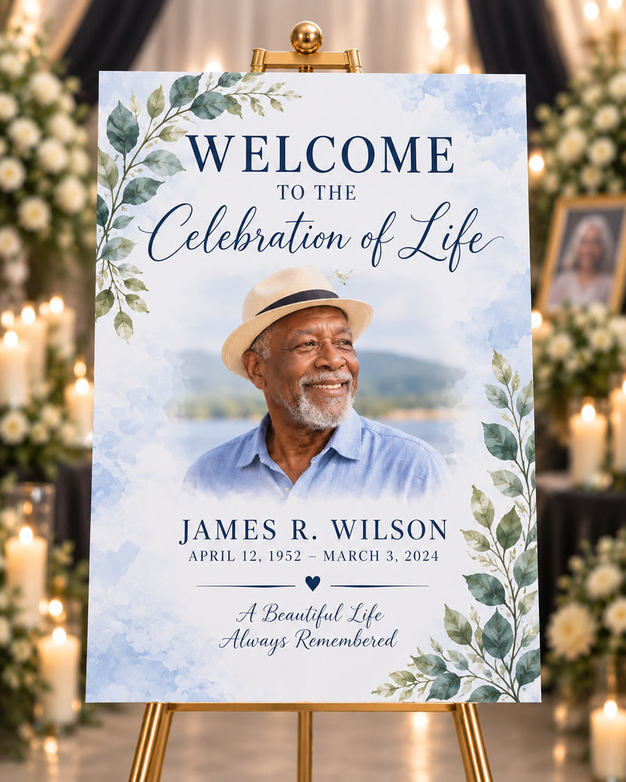 Celebration of Life Welcome Sign – Custom Memorial Coroplast Sign