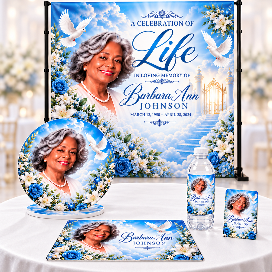 Remembrance Repast Backdrop Bundle | Personalized Memorial Table Settings