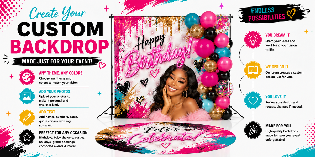 Custom Vinyl Backdrop | Personalized Party & Event Backdrop