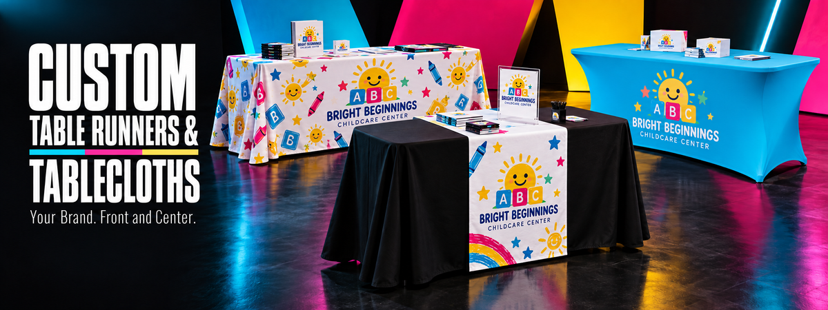 Custom Stretch Tablecloth | Full-Color Logo | Table Cover