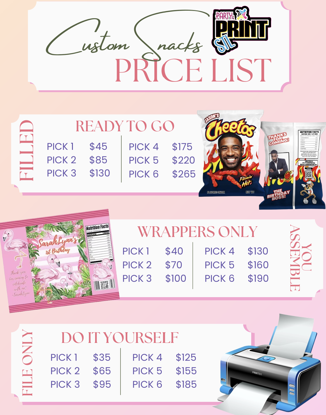 Custom Snacks and Drink Labels – Personalized Party Favor | Pick Your Snack!