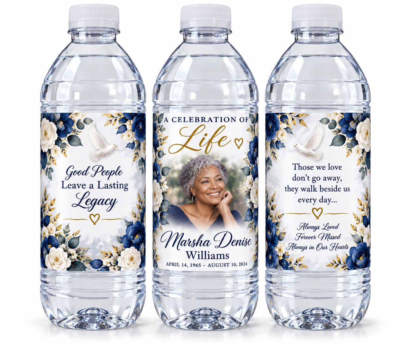 Custom Memorial Water Bottle Labels | Personalized Celebration of Life Labels | Funeral & Repast Décor