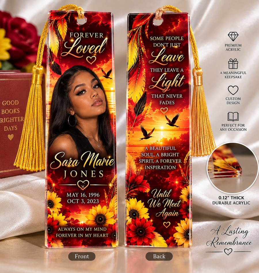 Custom Acrylic Memorial Bookmark | Personalized Photo Remembrance Keepsake