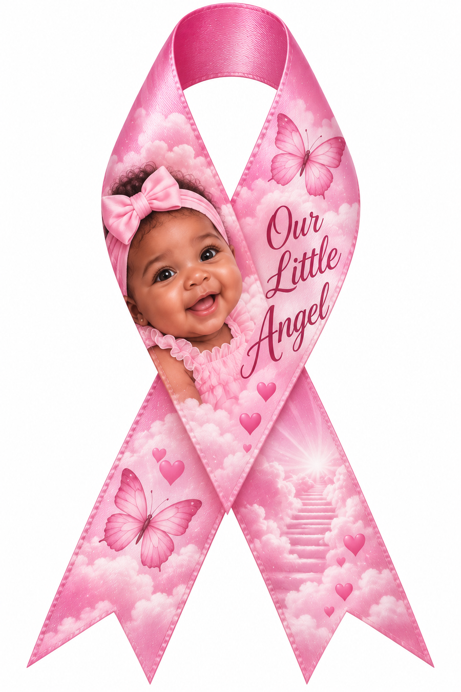 Custom Baby Memorial Ribbon | Personalized Photo Remembrance Ribbon | Baby Girl Memorial
