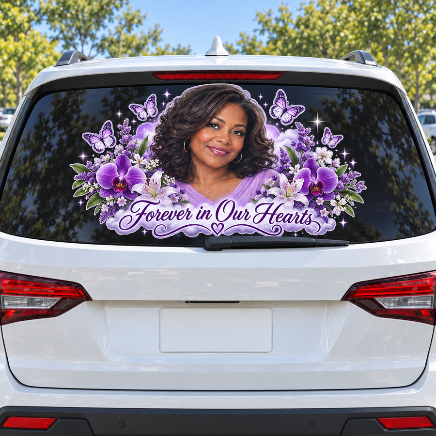 Custom Contour-Cut Rear Window Memorial Decal | Personalized Photo Tribute | Perforated Vinyl