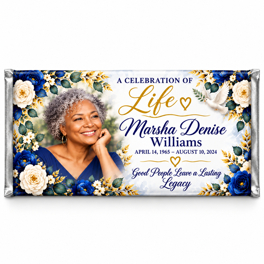 Personalized Memorial Candy Bar Wrappers | Fits Hershey’s Milk Chocolate | Celebration of Life Favors