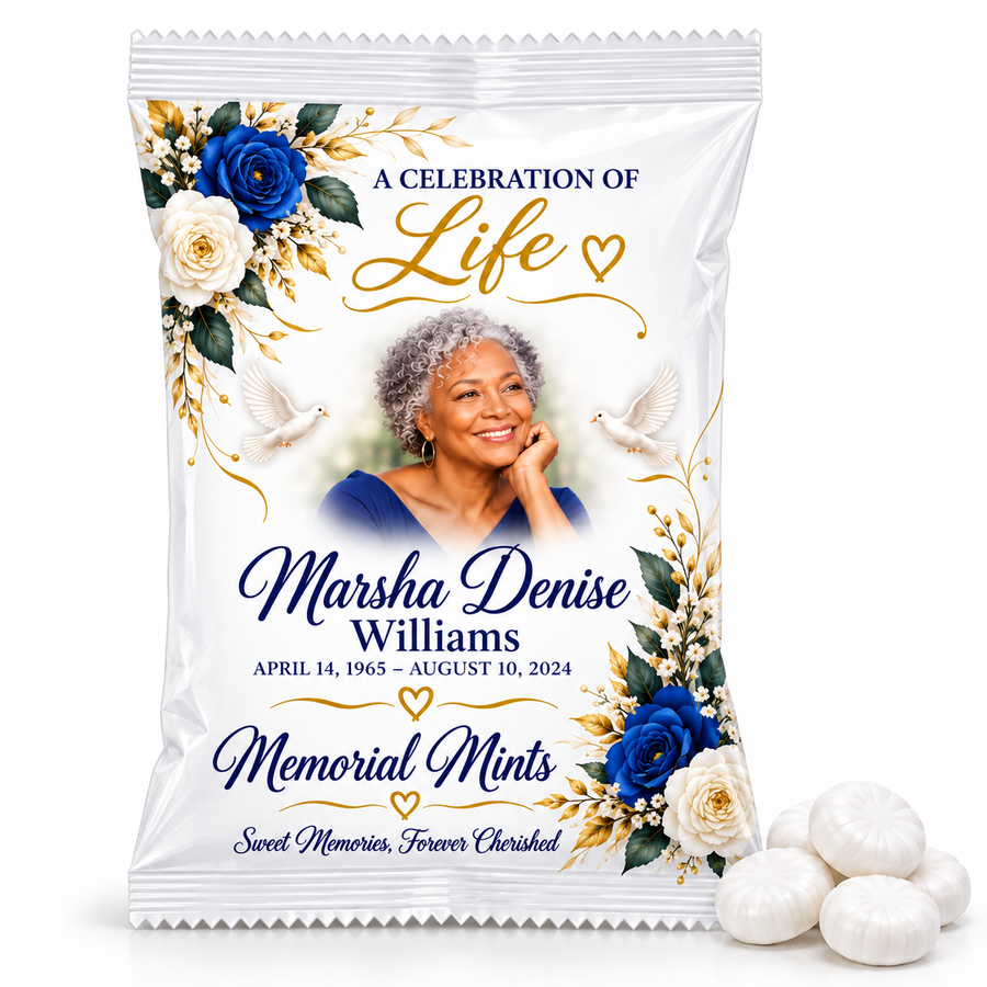 Personalized Memorial Mint Bags | Custom Celebration of Life Favors