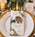 Custom Memorial Silverware Holder | Personalized Celebration of Life Utensil Sleeve | Funeral & Repast Table Décor