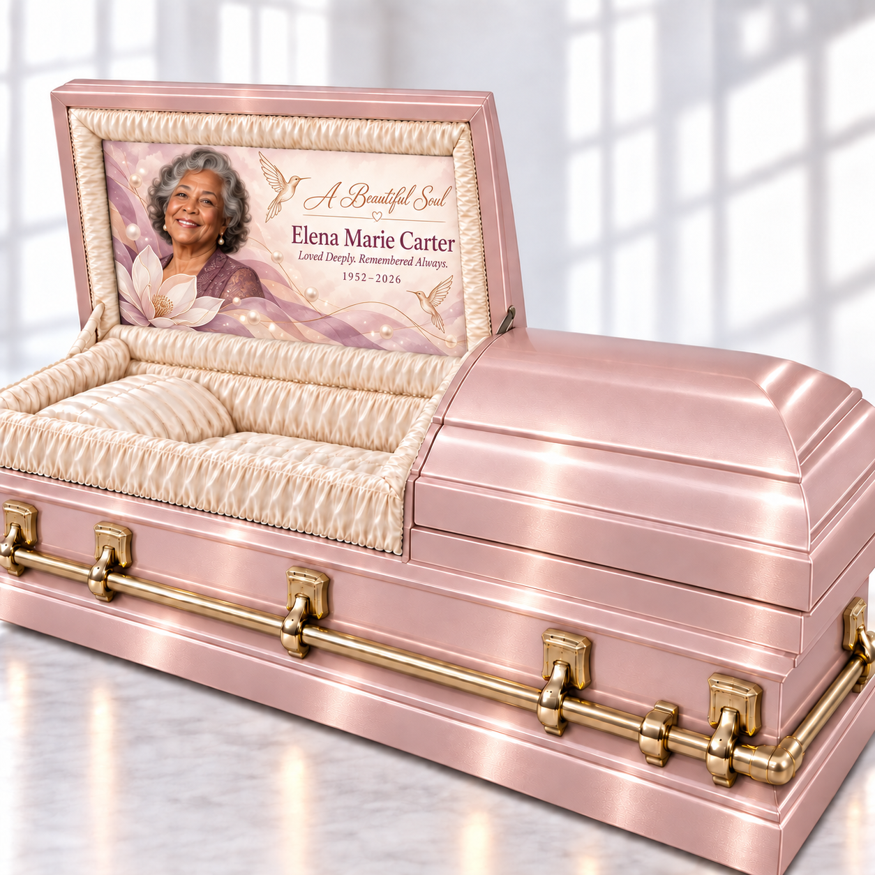 Custom Half-Couch Casket Cap Panel | Personalized Photo Memorial Insert | Lightweight Coroplast