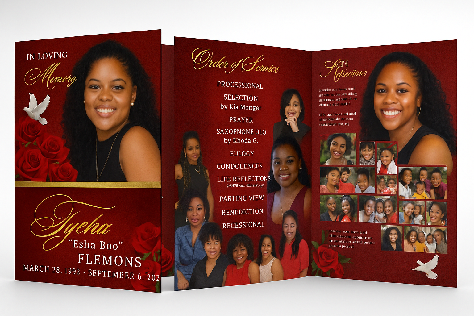 Custom Obituary Program | 11"x17" Bi-Fold Funeral Program with Photos & Order of Service