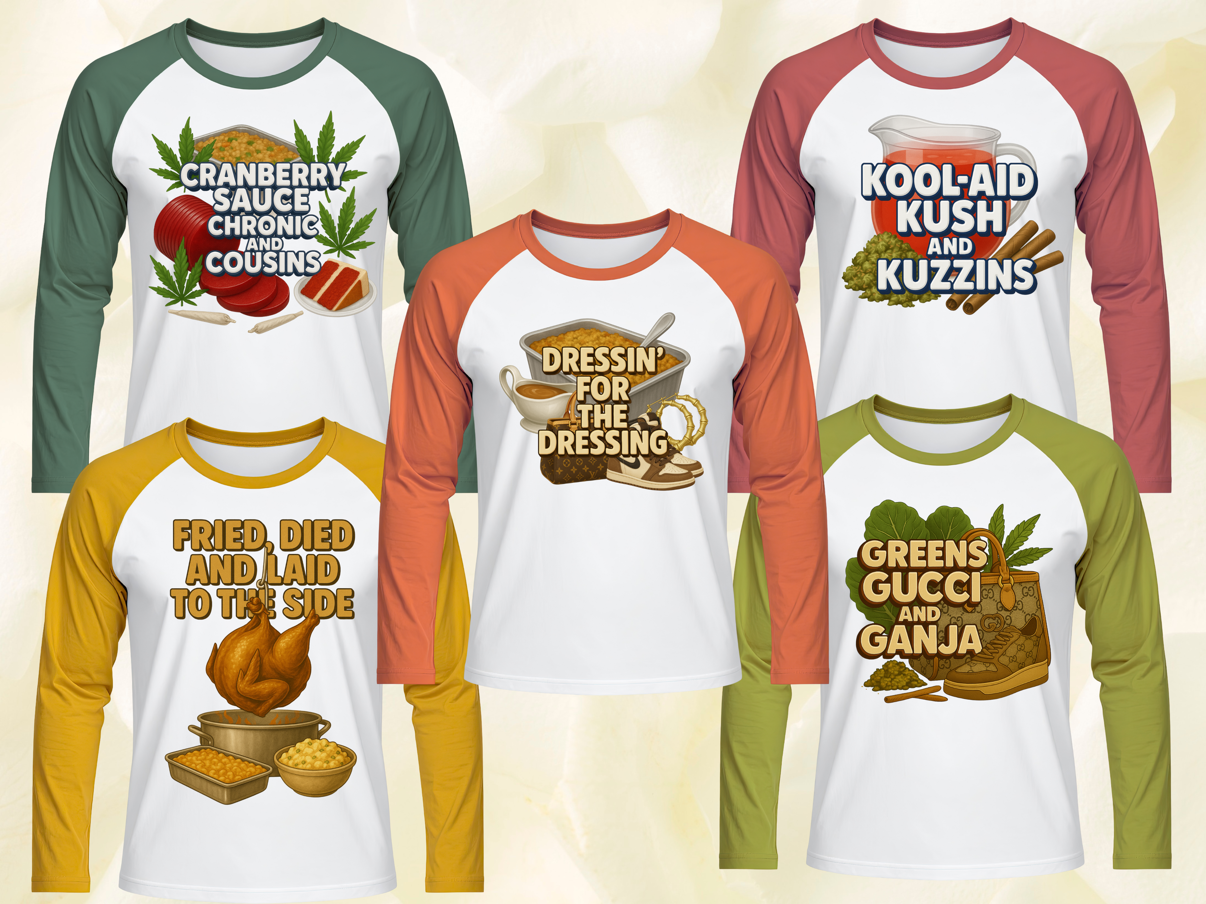 Thanksgiving Ready-to-Press Gangsheets – 10 Designs (22"x48") Featuring Pass The Damn Ham – FREE Shipping