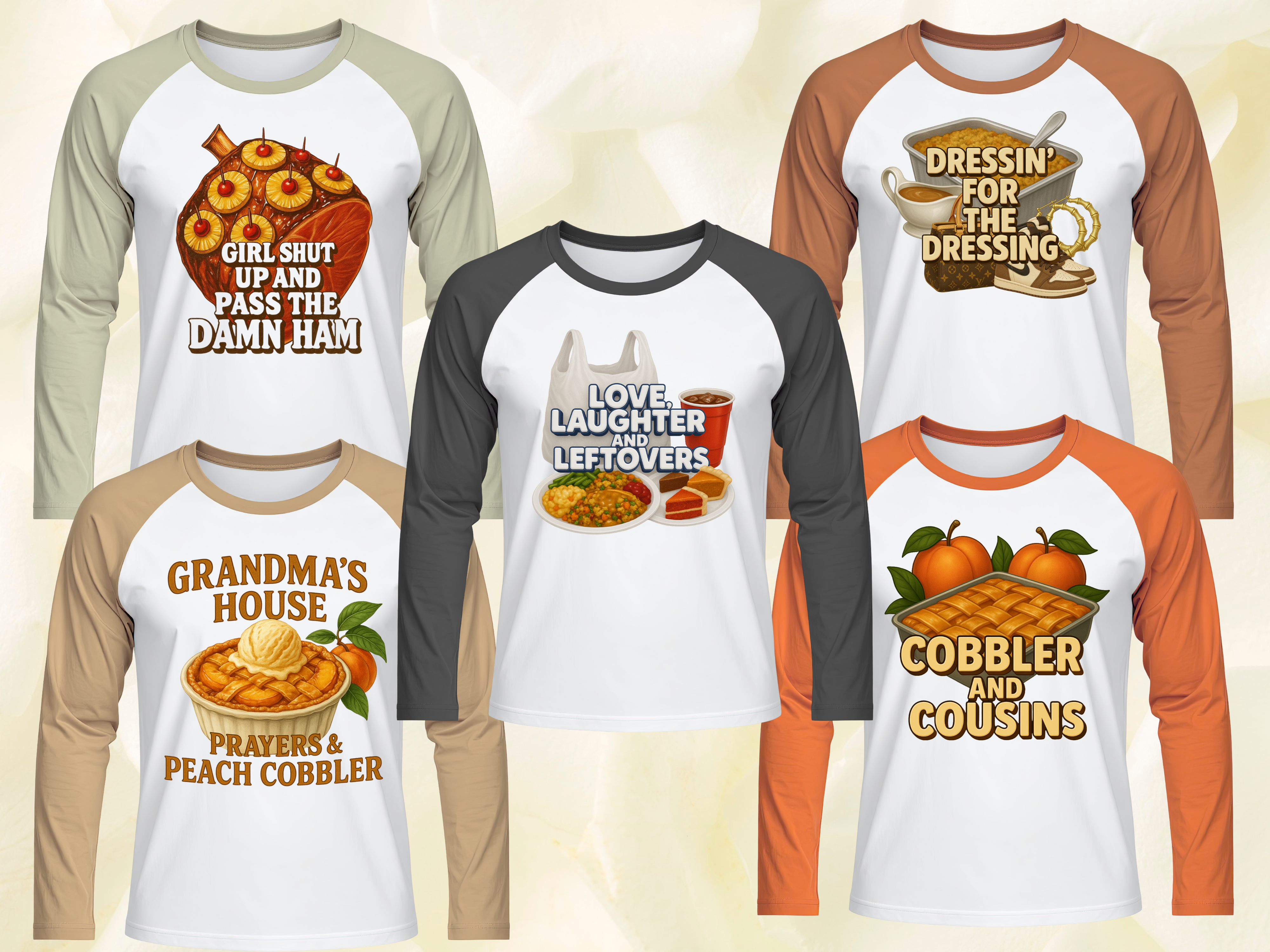 Thanksgiving Ready-to-Press Gangsheets – 10 Designs (22"x48") Featuring Pass The Damn Ham – FREE Shipping