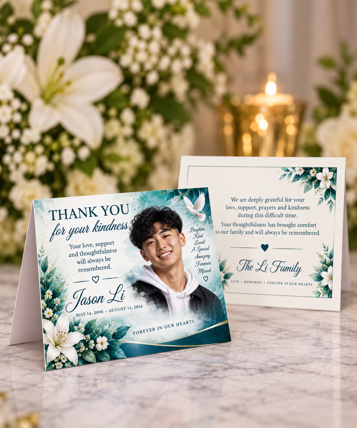 Custom Memorial Thank You Cards | Personalized Funeral Thank You Cards | Celebration of Life Cards