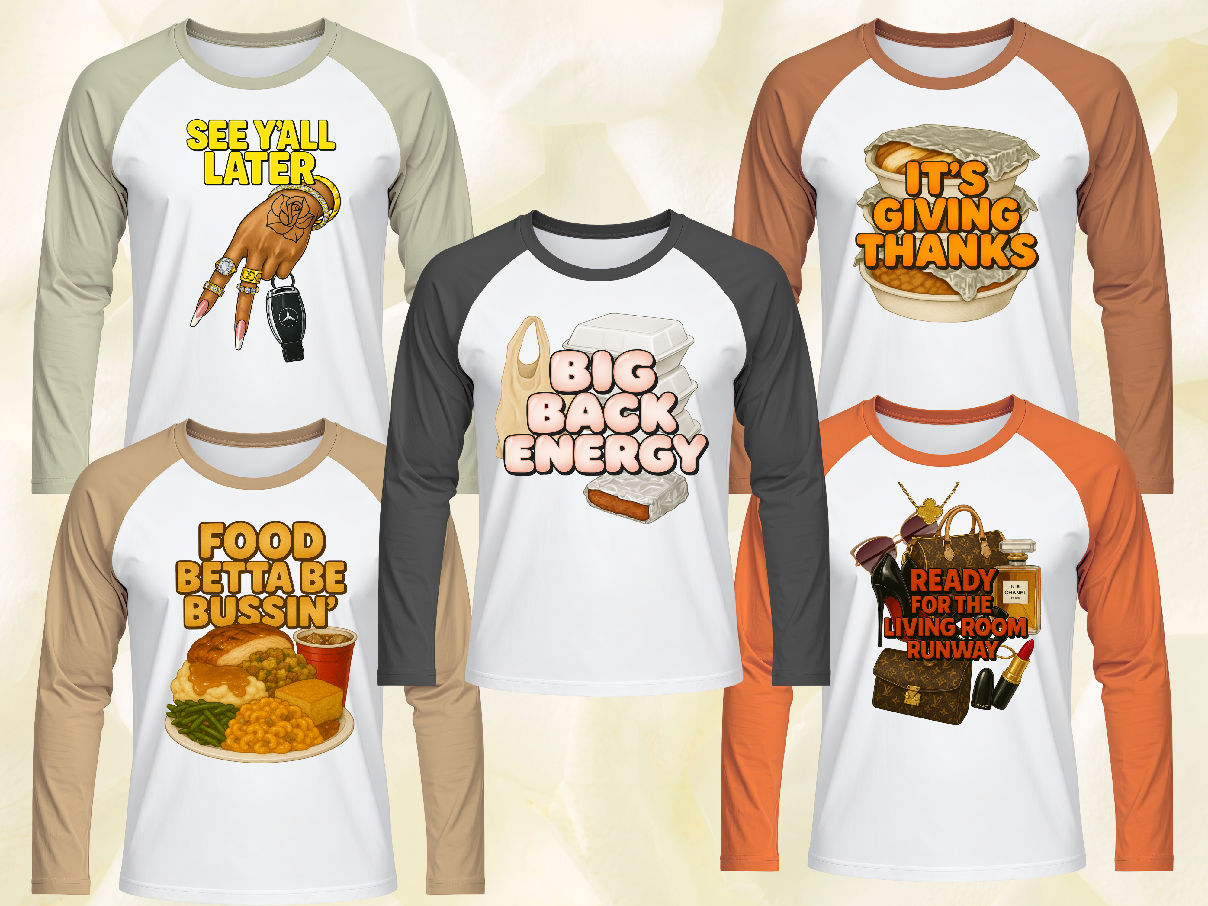 Thanksgiving Ready-to-Press Gangsheets – Where My Cousins At + 10 Designs (22"x48") – FREE Shipping