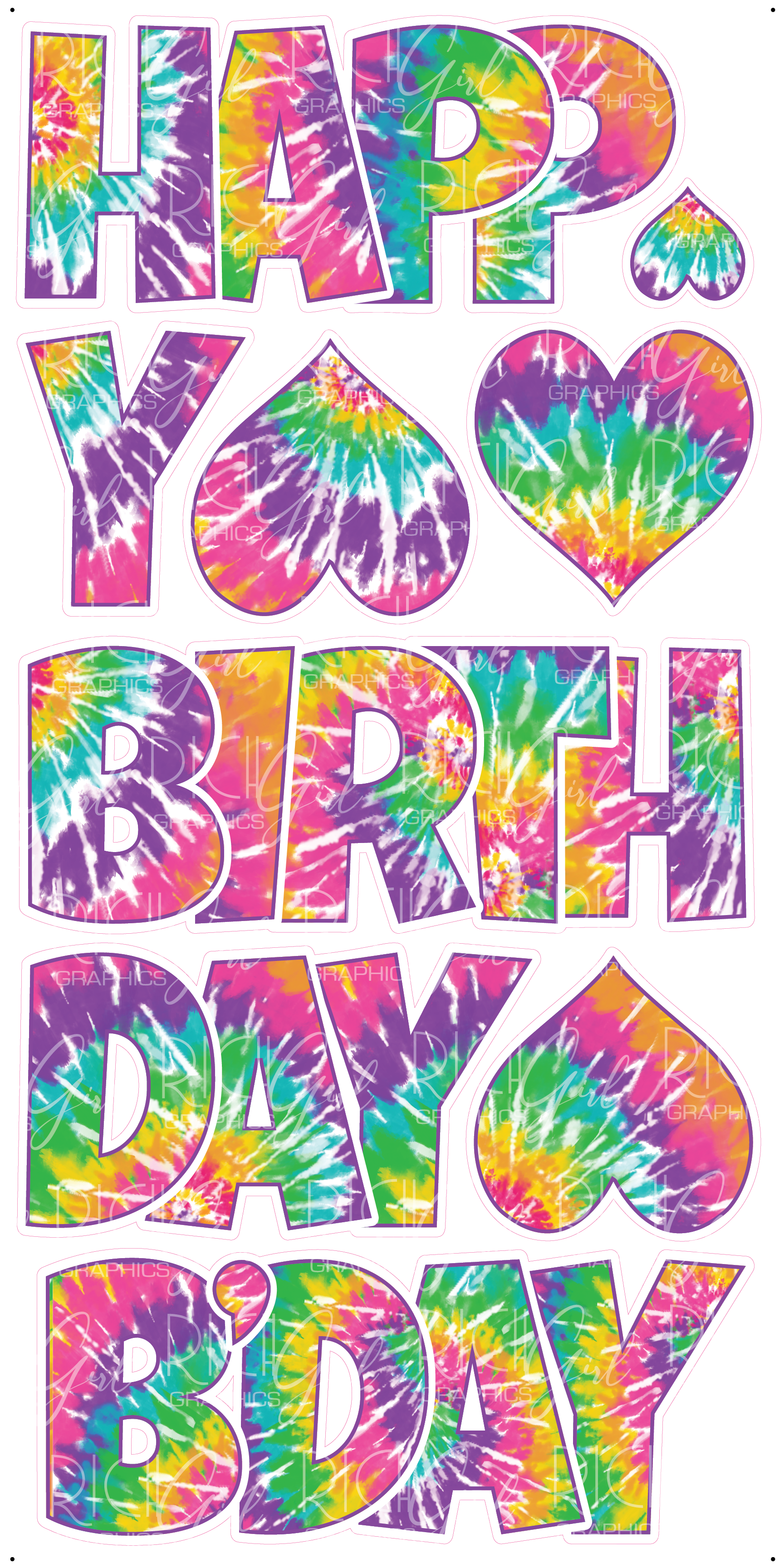 Ezy Set 18-Inch Happy Birthday B'Day Rainbow Tie Dye Yard Card