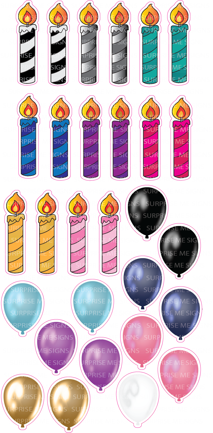 FLAIR Balloons & Candles Yard Card (Plain or Glitter Available)