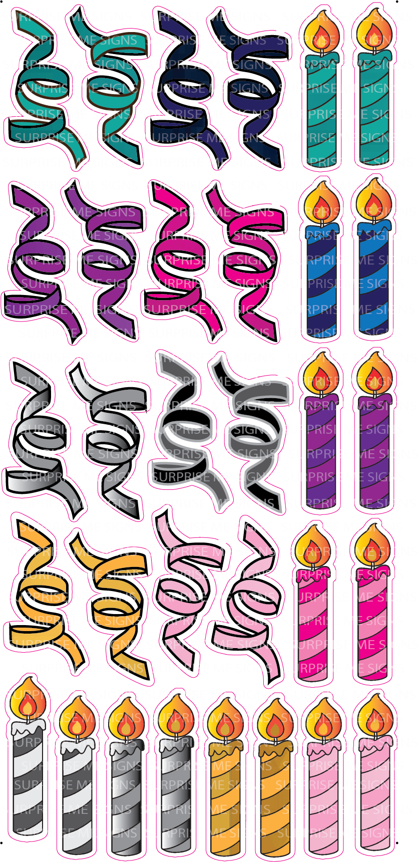 Flair RIBBONS & CANDLES Yard Card (Plain or Glitter Available)