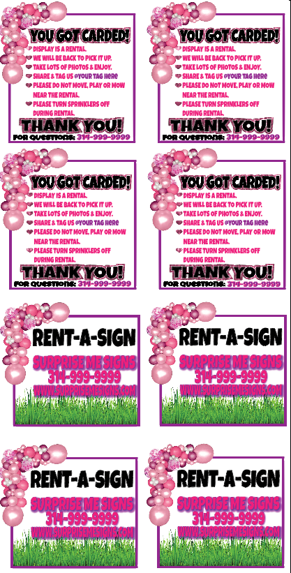 Yard Card COMPANY MARKETING SIGNS (Multiple Options Available)