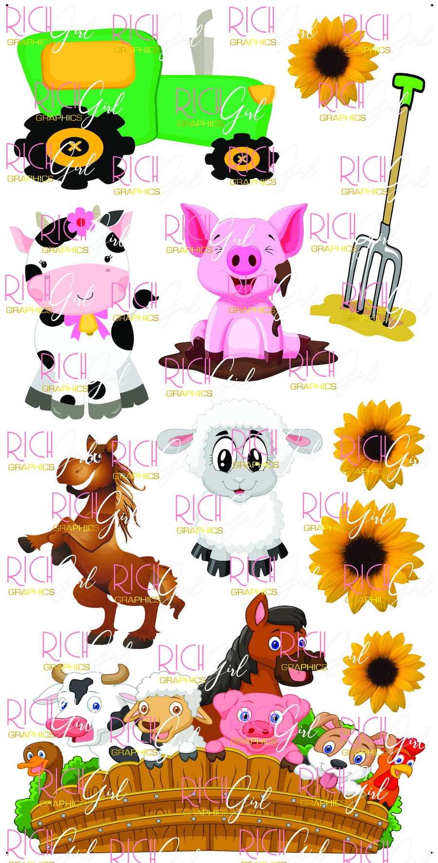 Barnyard Farm Animals Yard Card Set | Farm Birthday Party Lawn Signs