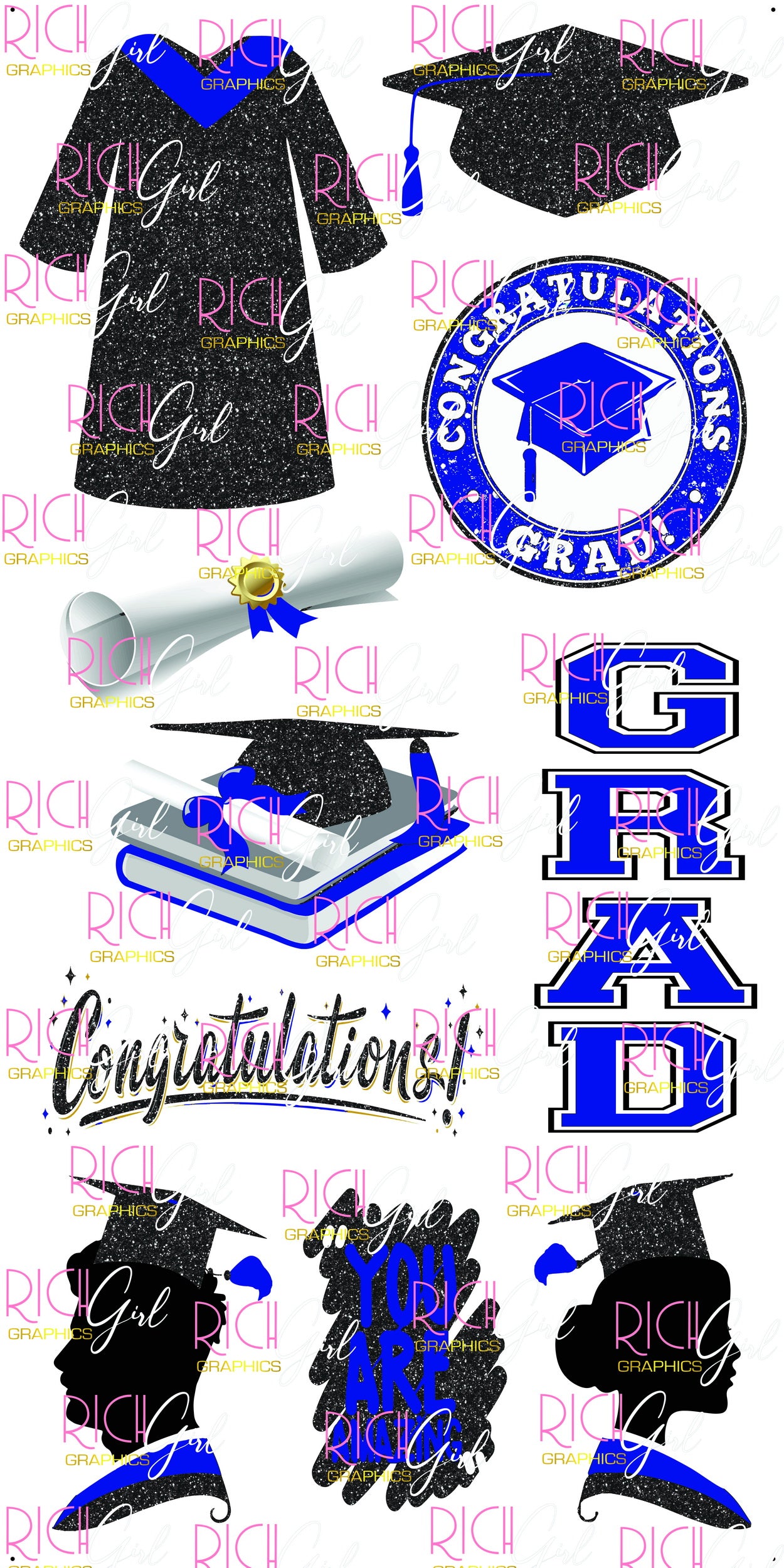 Graduation Flair BLACK Yard Card (Available in Glitter & Plain)