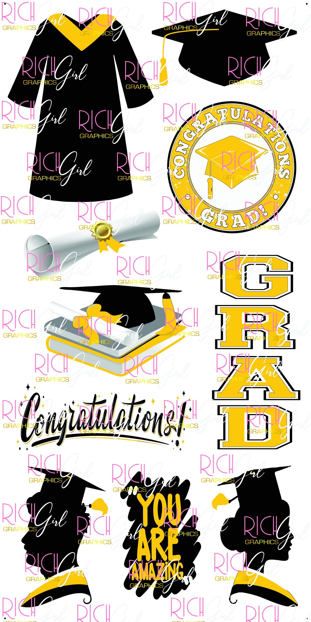 Graduation Flair BLACK Yard Card (Available in Glitter & Plain)