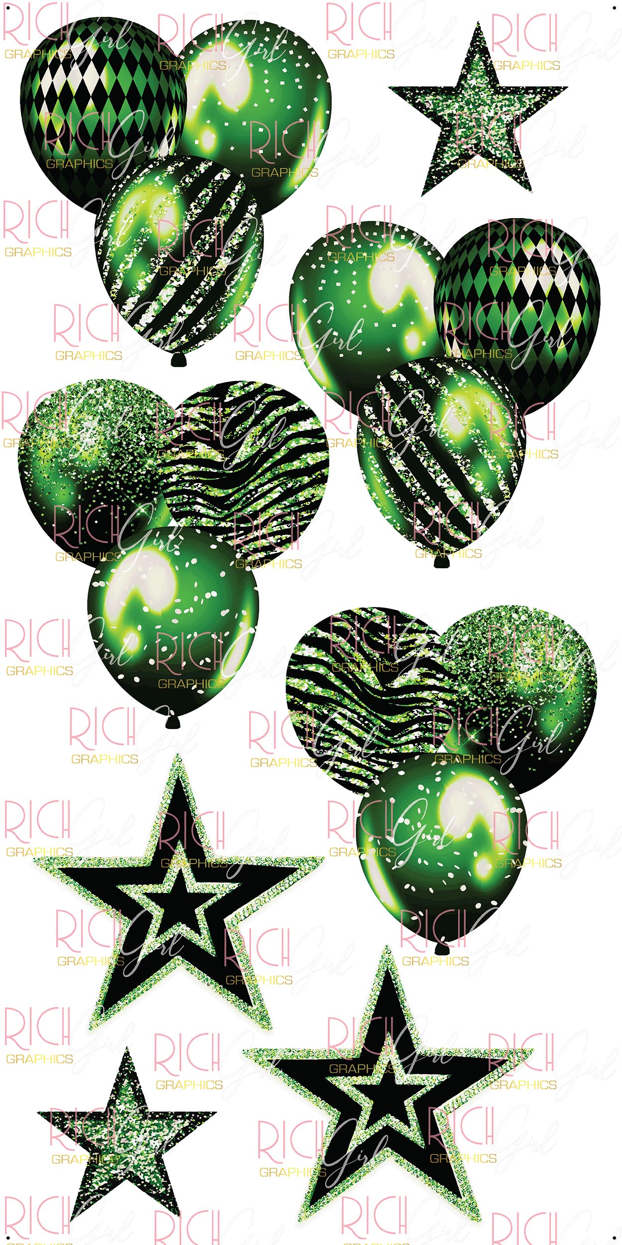 Black and Green Balloon Bundles