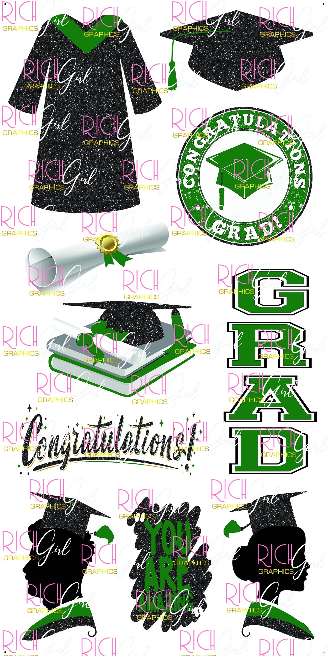 Graduation Flair BLACK Yard Card (Available in Glitter & Plain)