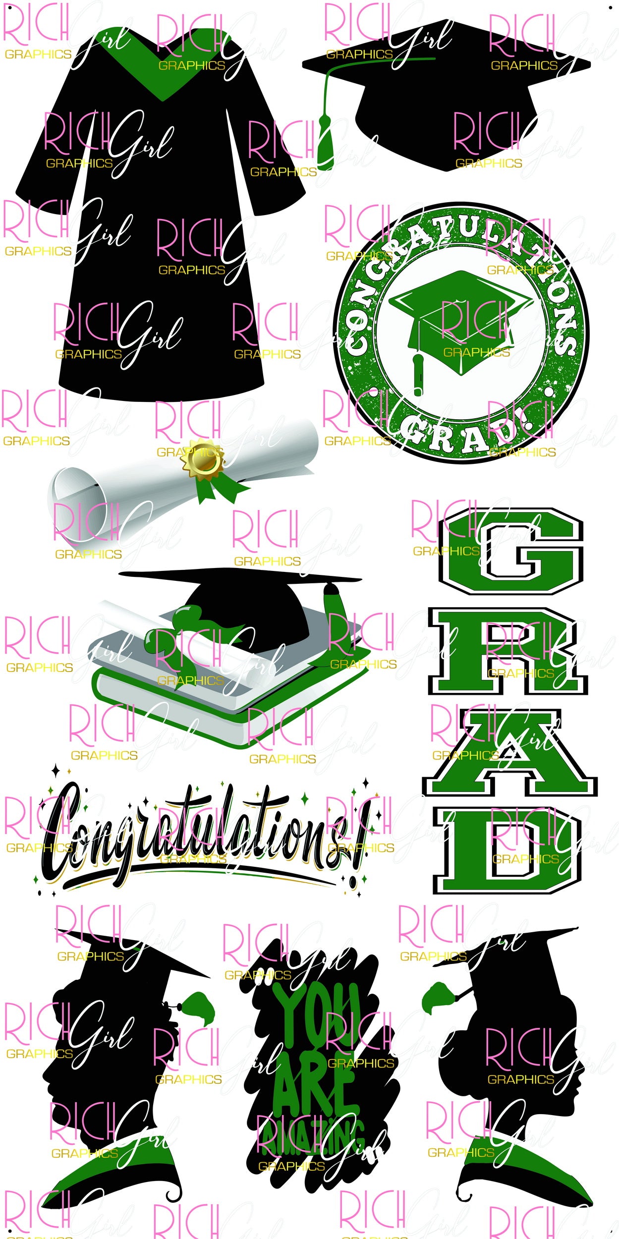 Graduation Flair BLACK Yard Card (Available in Glitter & Plain)