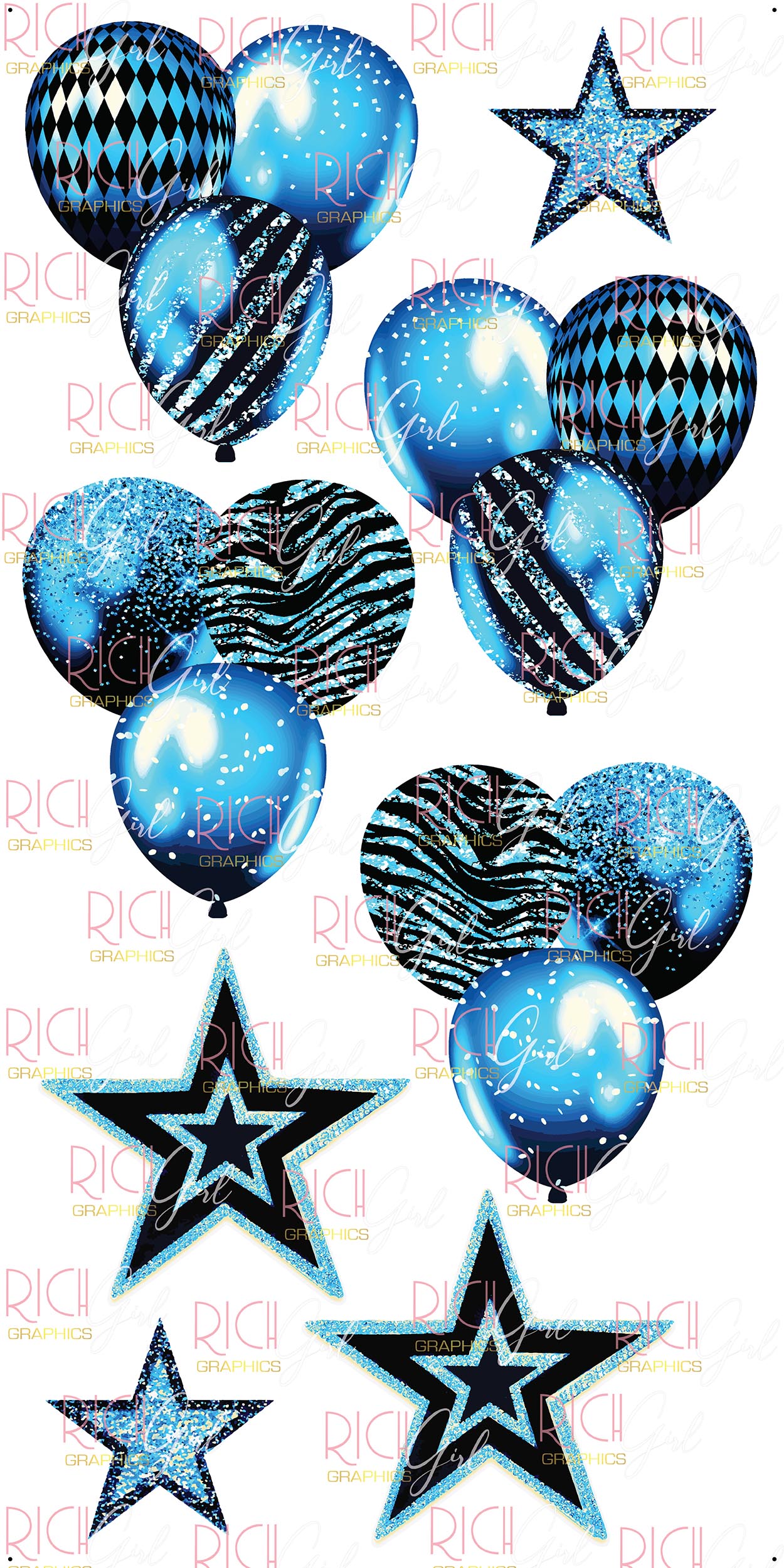 Black and Light Blue Balloon Bundles