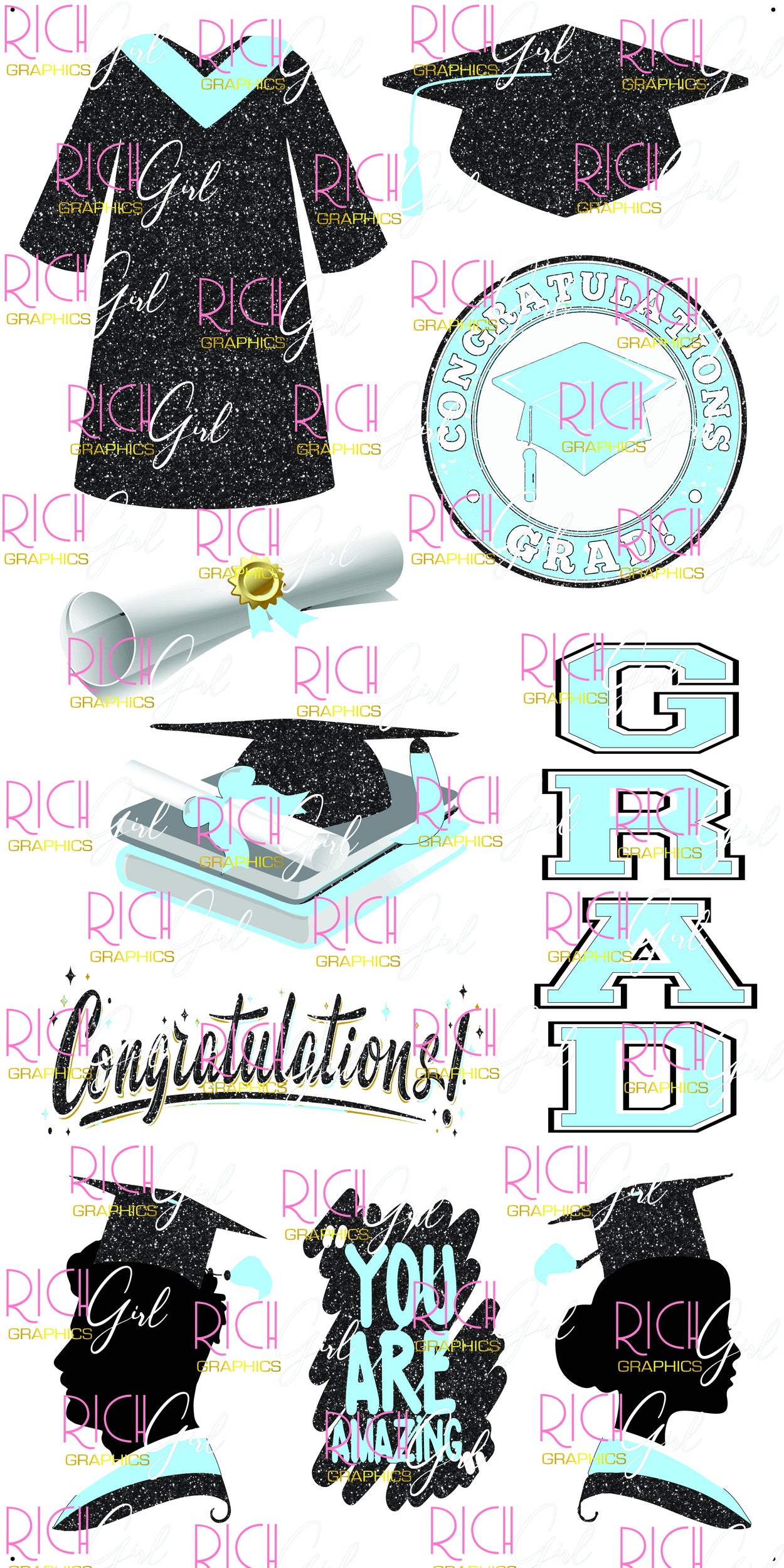 Graduation Flair BLACK Yard Card (Available in Glitter & Plain)