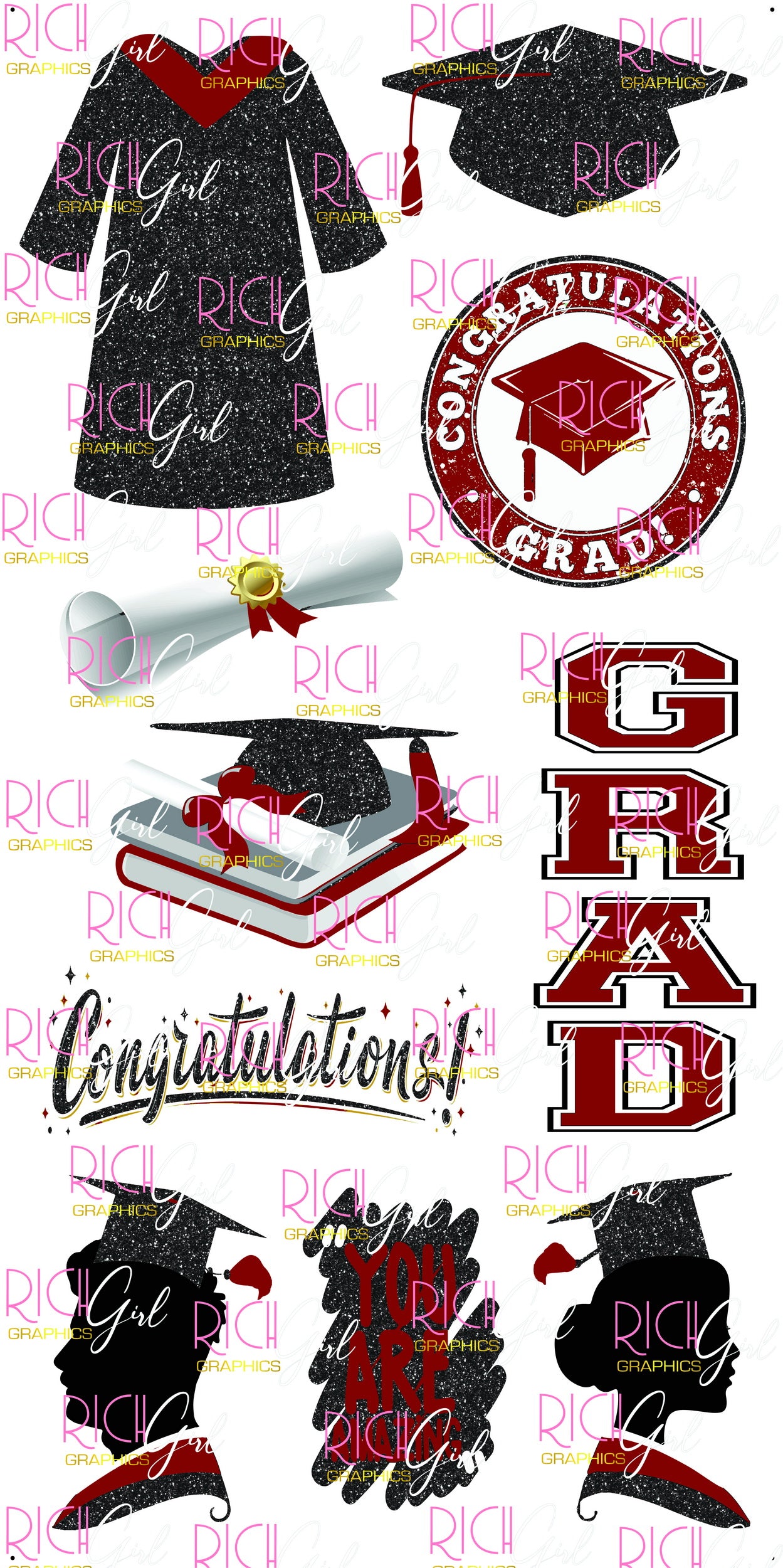 Graduation Flair BLACK Yard Card (Available in Glitter & Plain)
