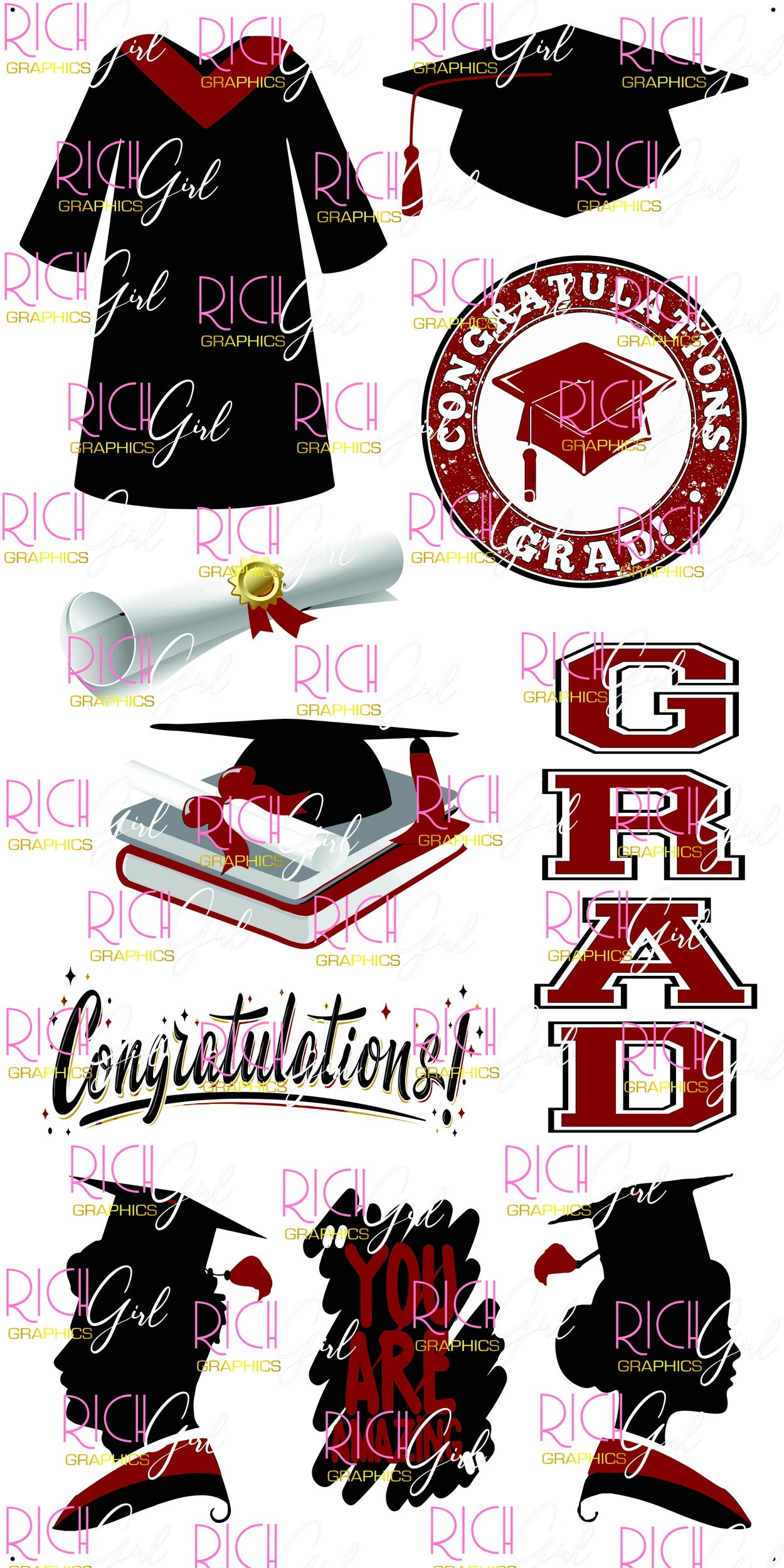 Graduation Flair BLACK Yard Card (Available in Glitter & Plain)