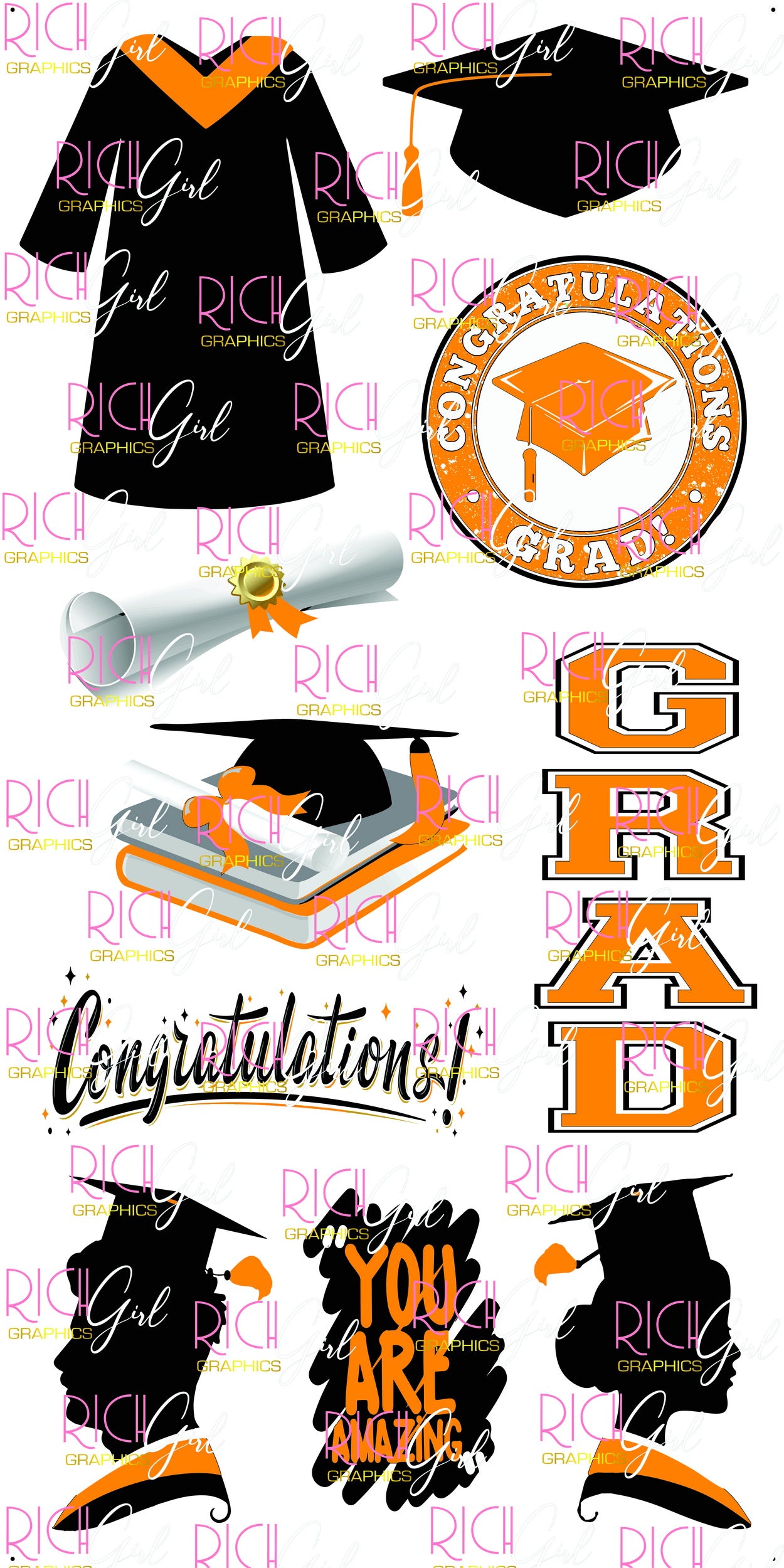 Graduation Flair BLACK Yard Card (Available in Glitter & Plain)