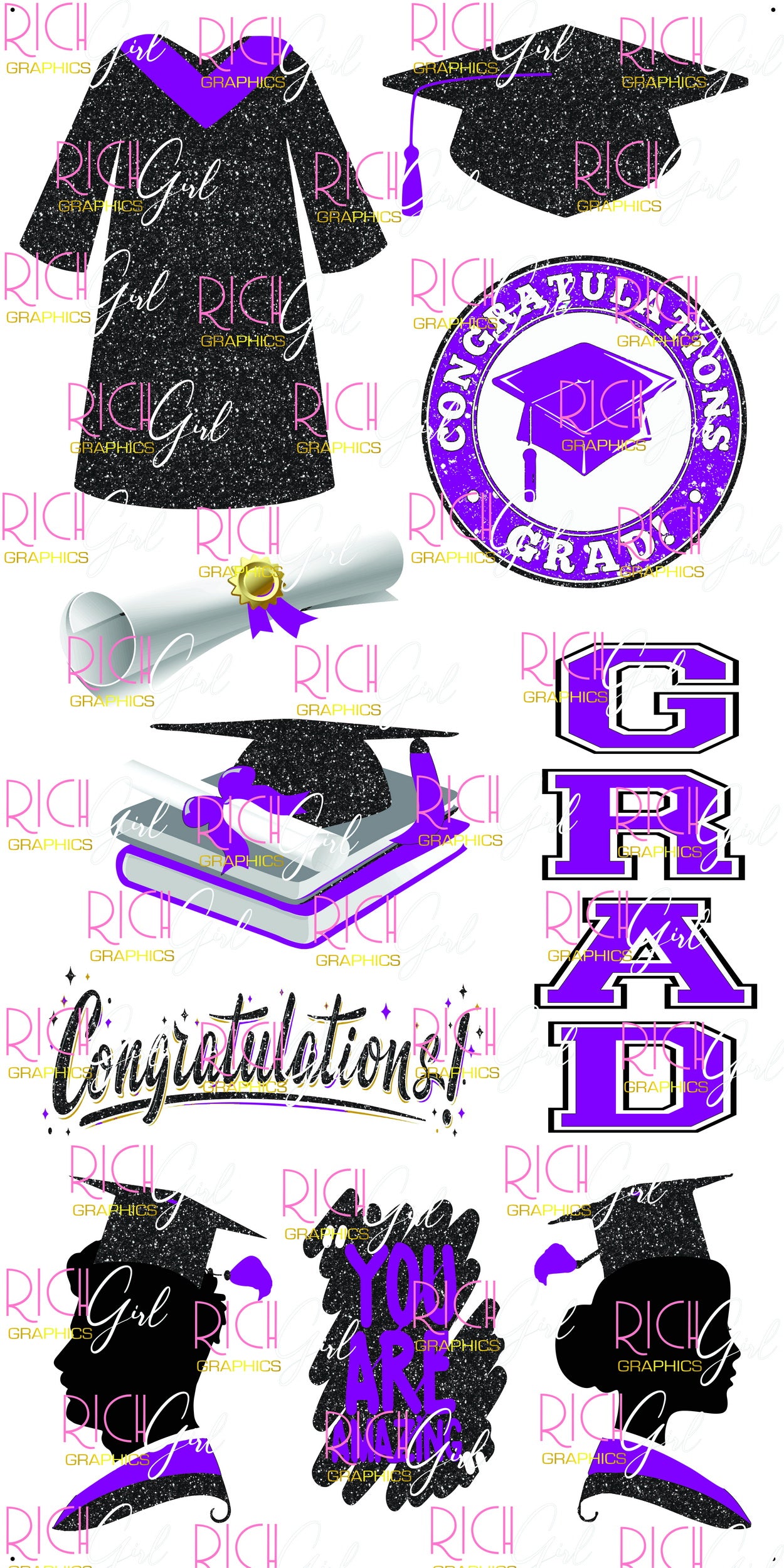 Graduation Flair BLACK Yard Card (Available in Glitter & Plain)