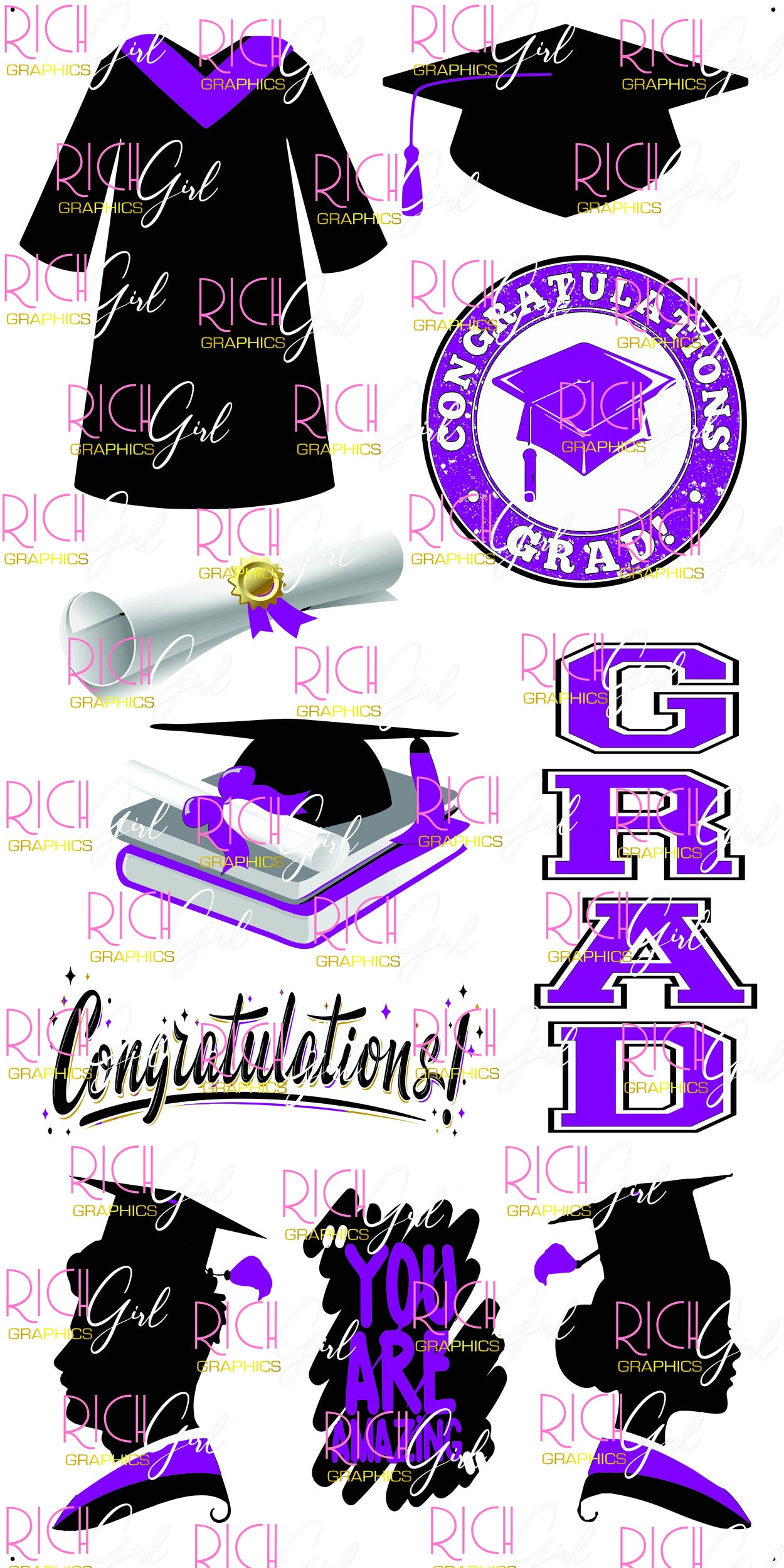 Graduation Flair BLACK Yard Card (Available in Glitter & Plain)
