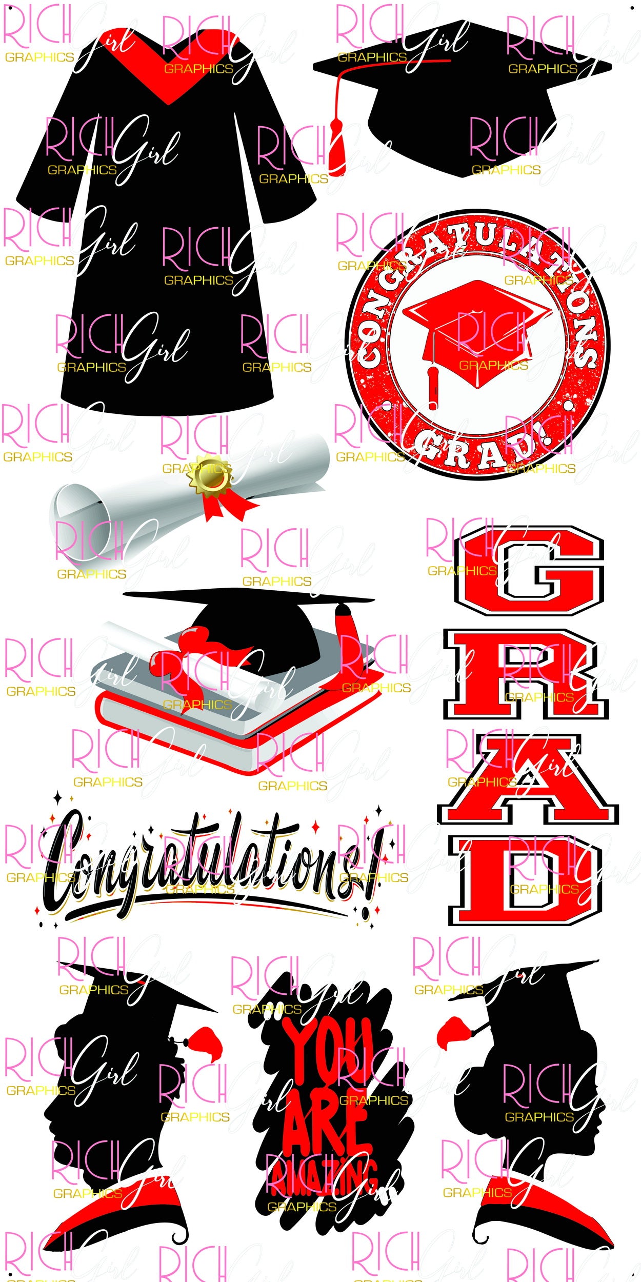 Graduation Flair BLACK Yard Card (Available in Glitter & Plain)