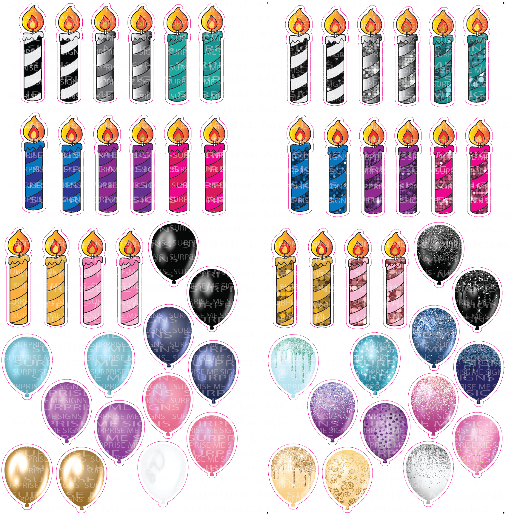 FLAIR Balloons & Candles Yard Card (Plain or Glitter Available)