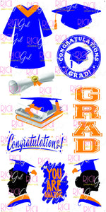 Graduation Flair DARK BLUE Yard Card (Available in Glitter & Plain)