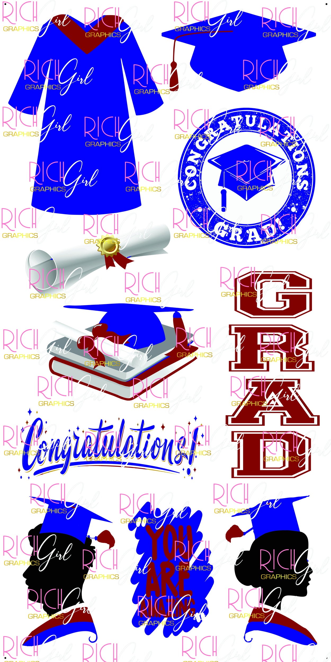 Graduation Flair DARK BLUE Yard Card (Available in Glitter & Plain)