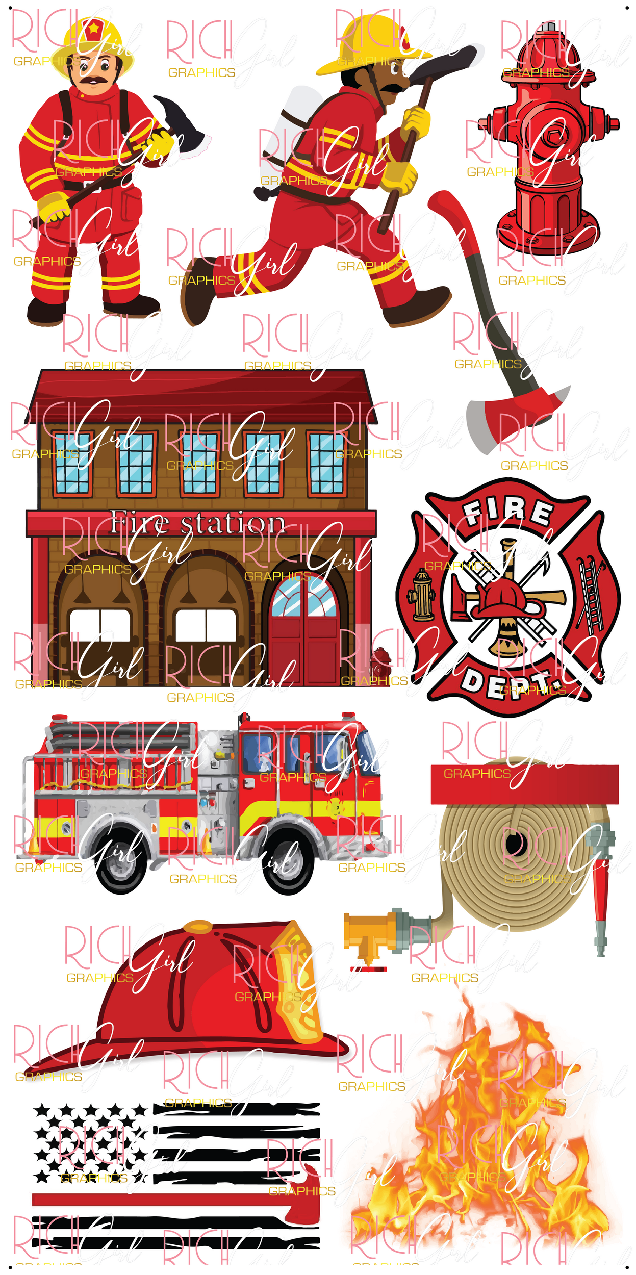 Engine Engine No. 9 - FIREFIGHTER Yard Card (Available In Dark and Light Skintone)