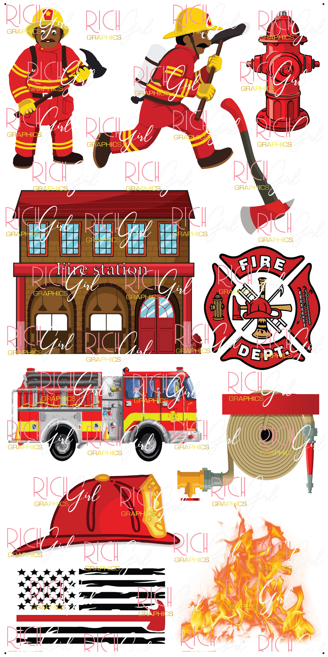 Engine Engine No. 9 - FIREFIGHTER Yard Card (Available In Dark and Light Skintone)