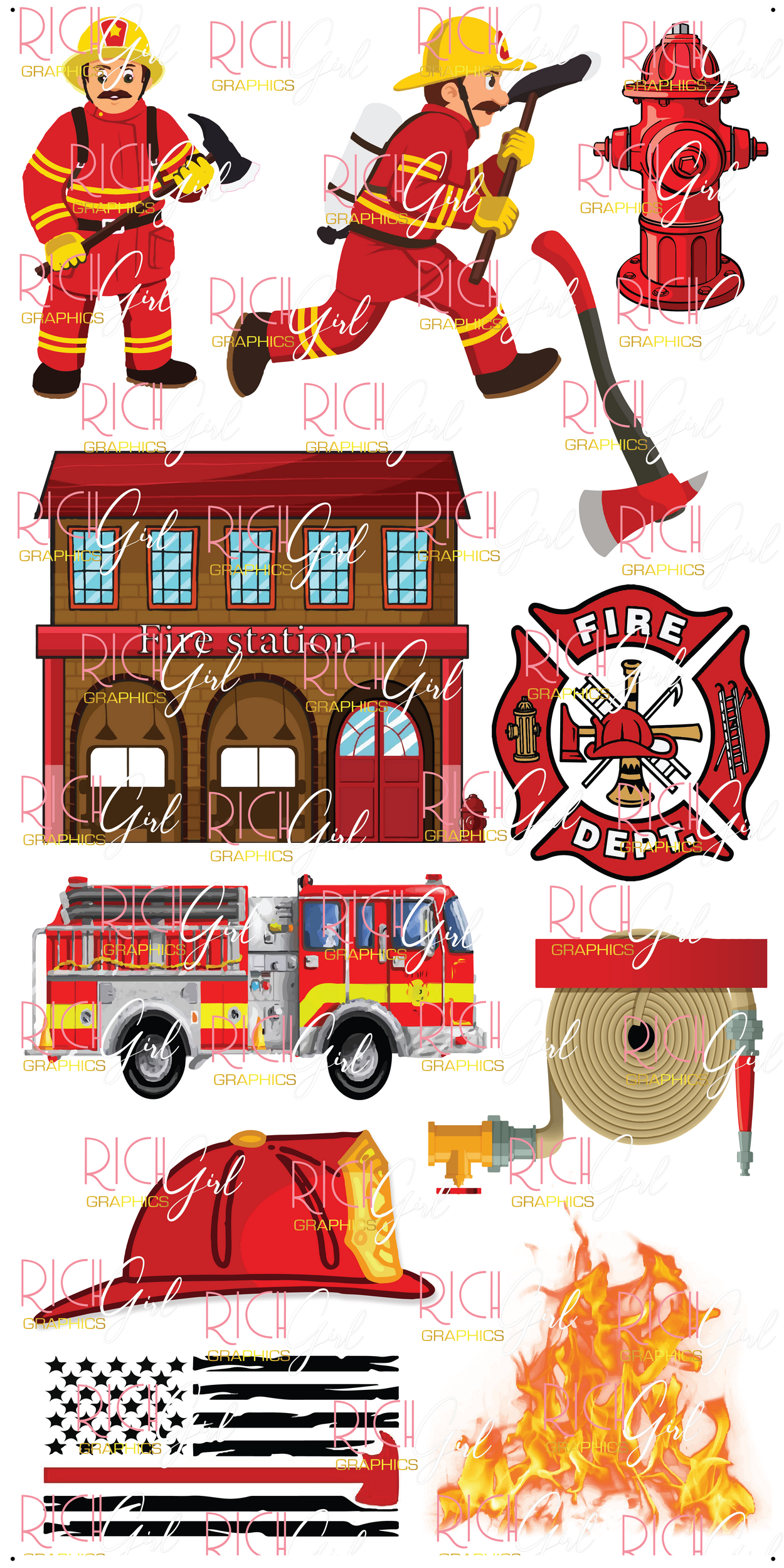Engine Engine No. 9 - FIREFIGHTER Yard Card (Available In Dark and Light Skintone)