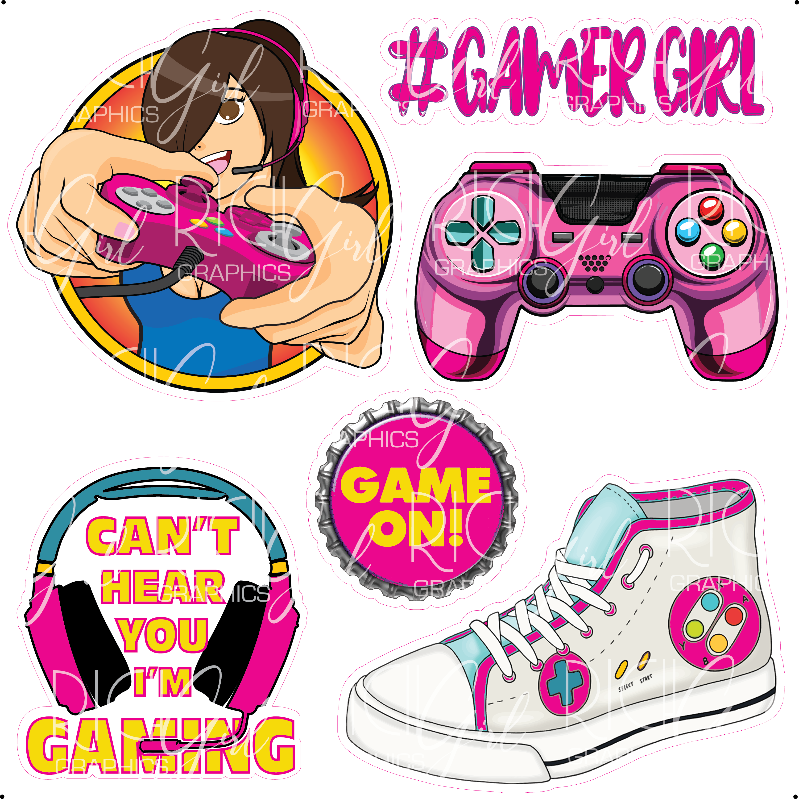 Gamer & Gamer Girl Half Sheet Yard Card (Dark & Light Skintone)