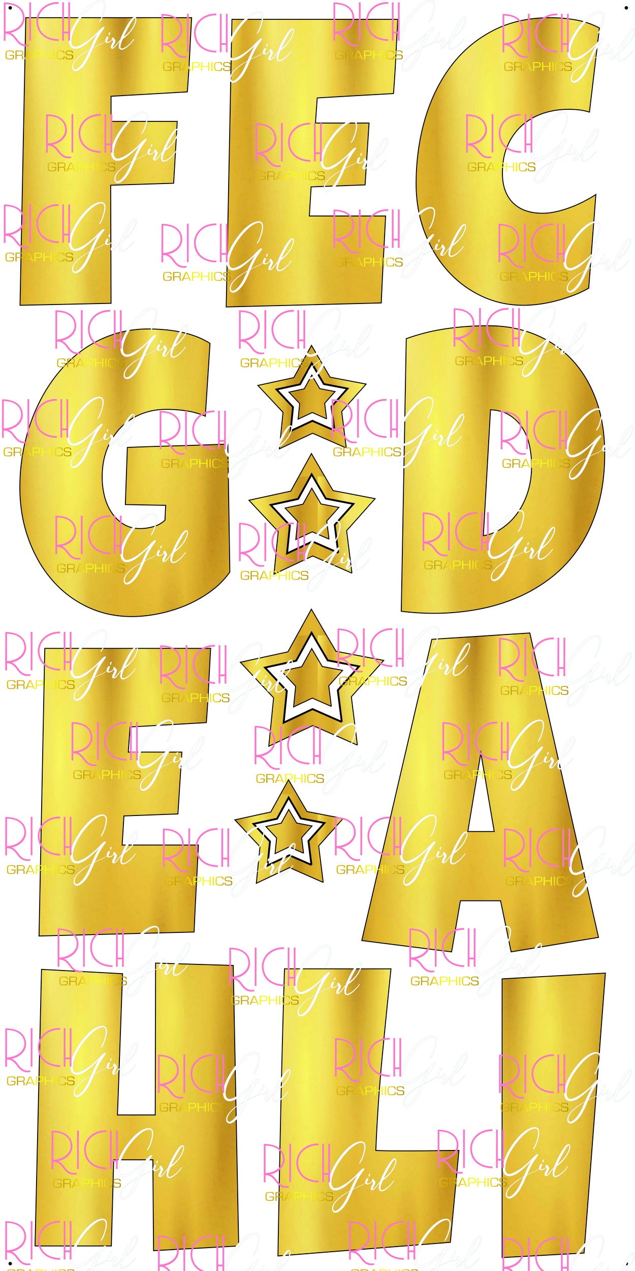 Alphabet Set 23-Inch Luckiest Guy Font Yard Card (Any Color - Available in Plain and Sparkle)