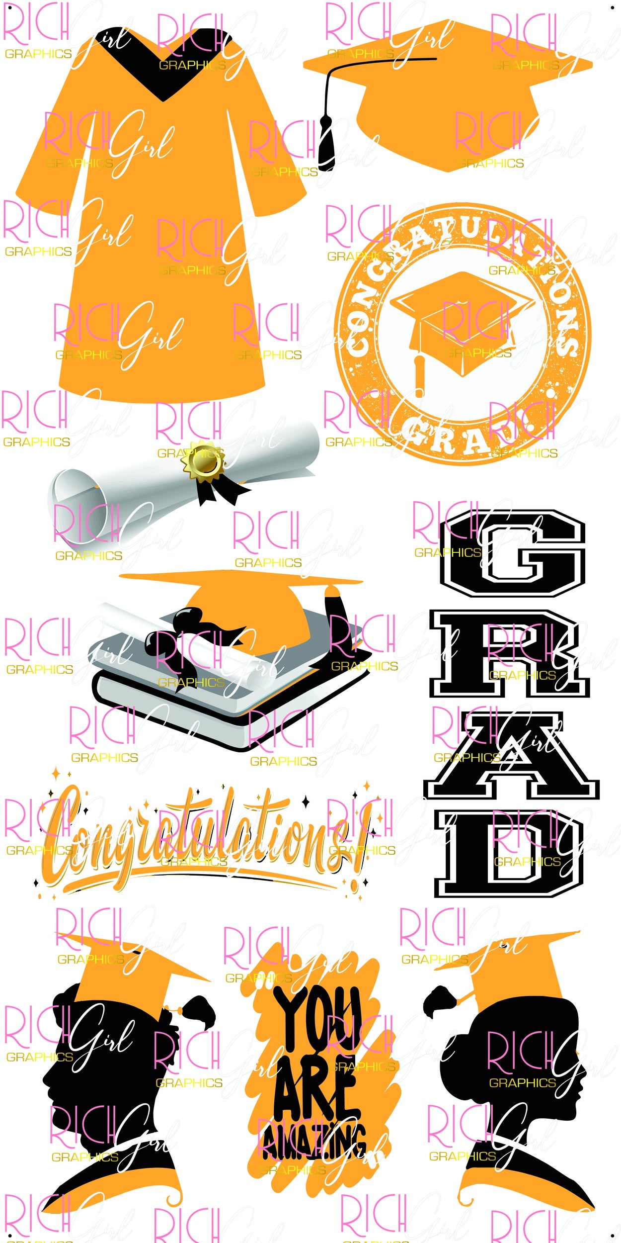 Graduation Flair GOLD Yard Card (Available in Glitter & Plain)