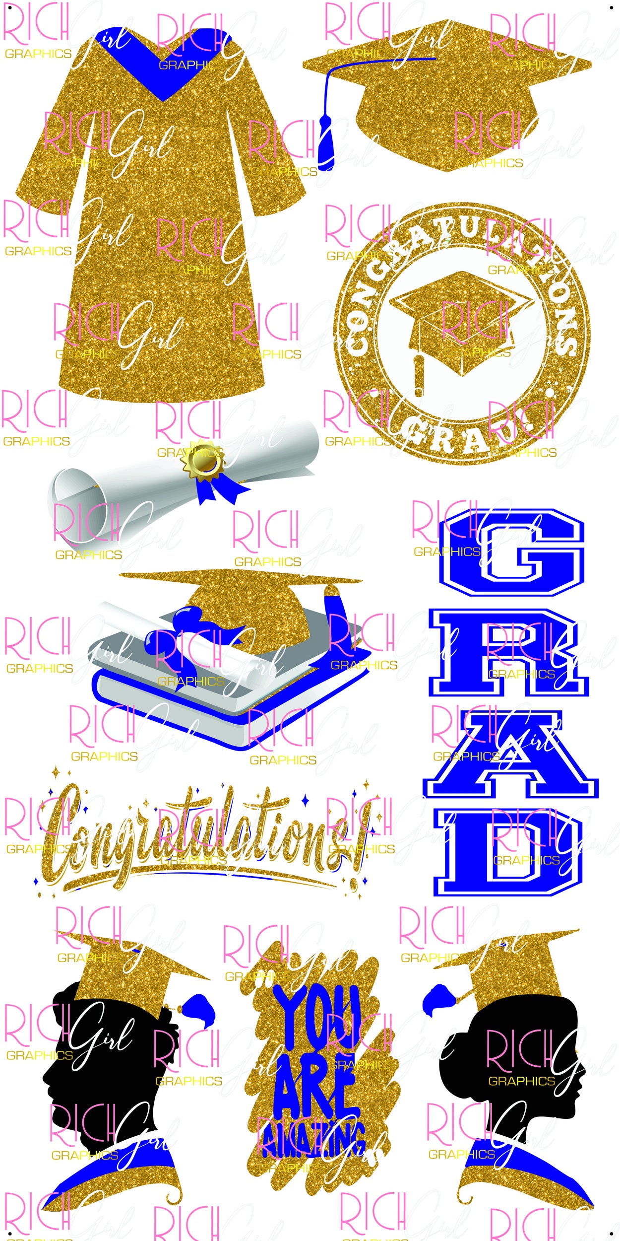 Graduation Flair GOLD Yard Card (Available in Glitter & Plain)