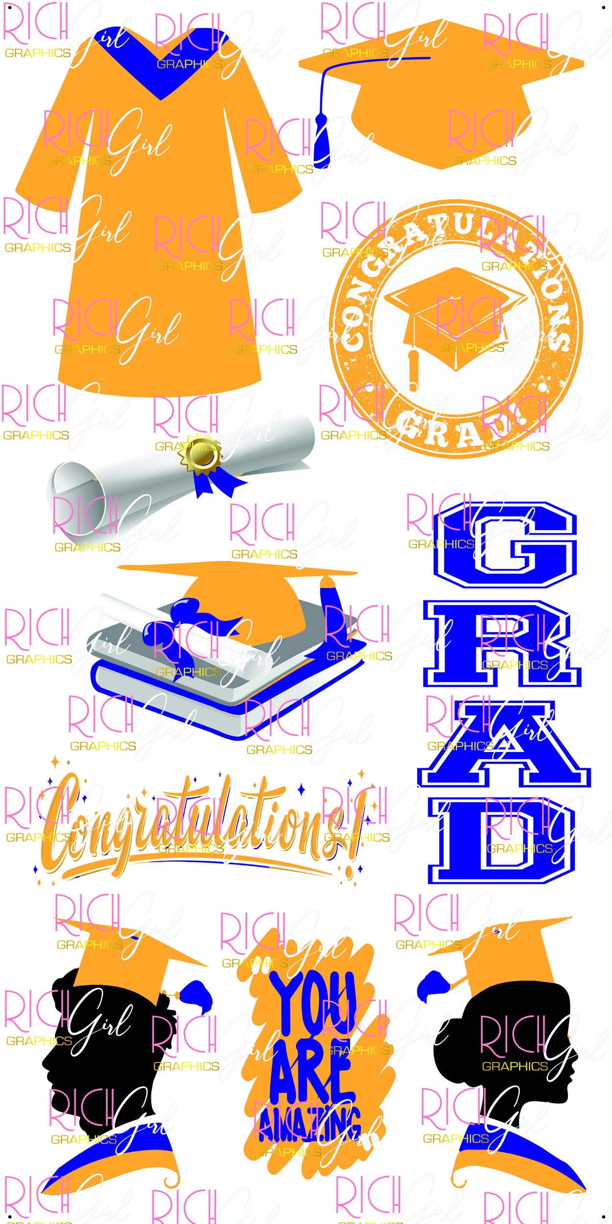 Graduation Flair GOLD Yard Card (Available in Glitter & Plain)